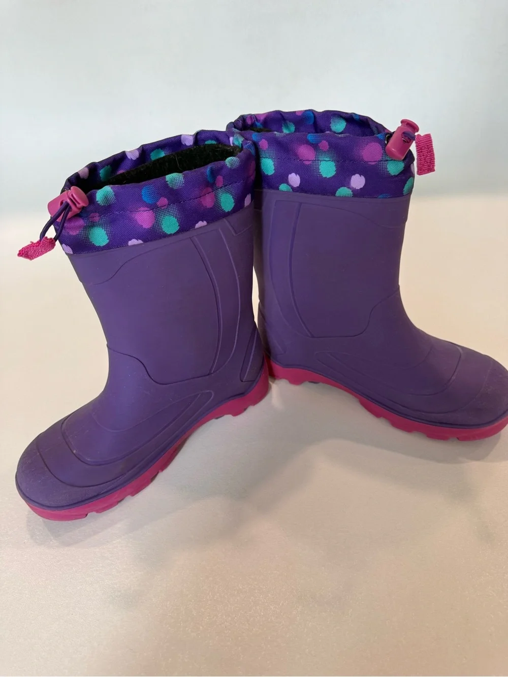 Kamik Snobuster 2 Winter Snow Boots Girls Size 4 Purple Pink Polka Dot